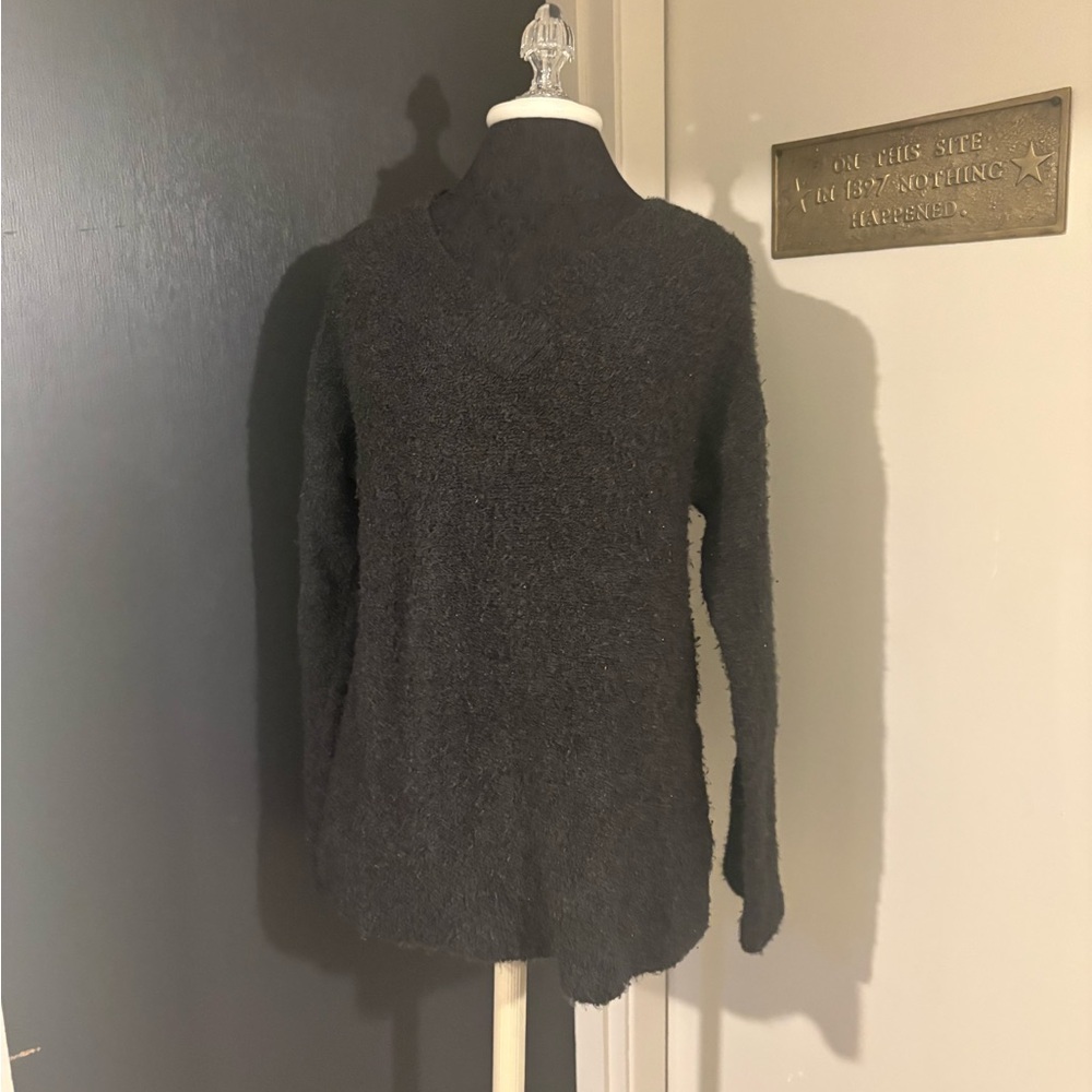 Anthropologie Charcoal V-Neck Wool and Baby Alpaca Blend Fuzzy Knit Sweater 💜